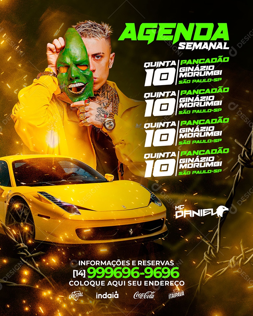 Social Media Flyer Feed Agenda Semanal Mc Daniel PSD Editável