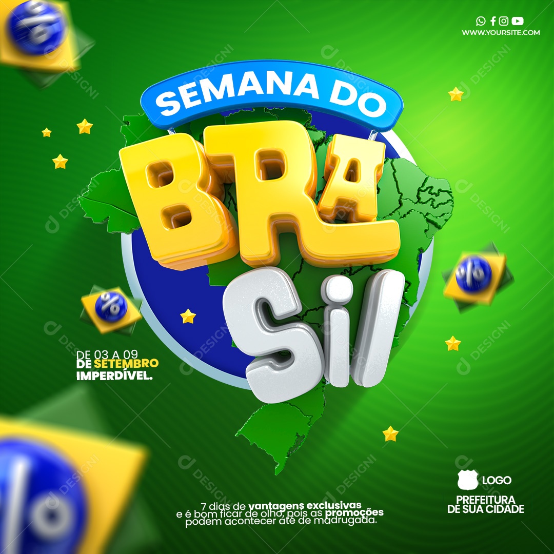 Social Media Semana Do Brasil Setembro Imperdível PSD Editável