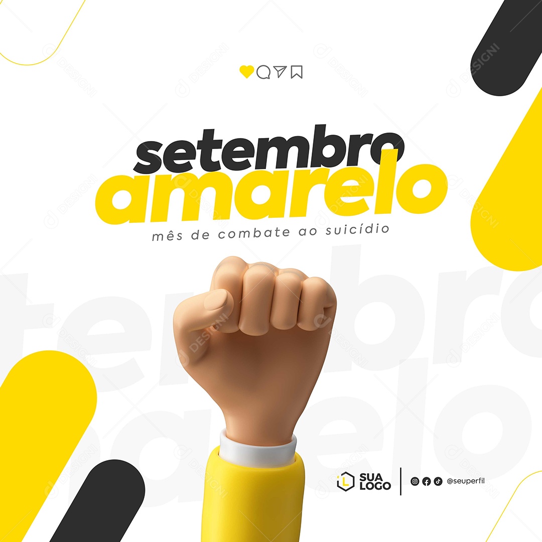 Feed Setembro Amarelo Combate Ao Suicídio Social Media PSD Editável