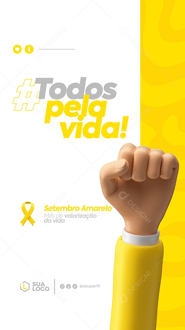 Social Media Story Todos Pela Vida Setembro Amarelo PSD Editável