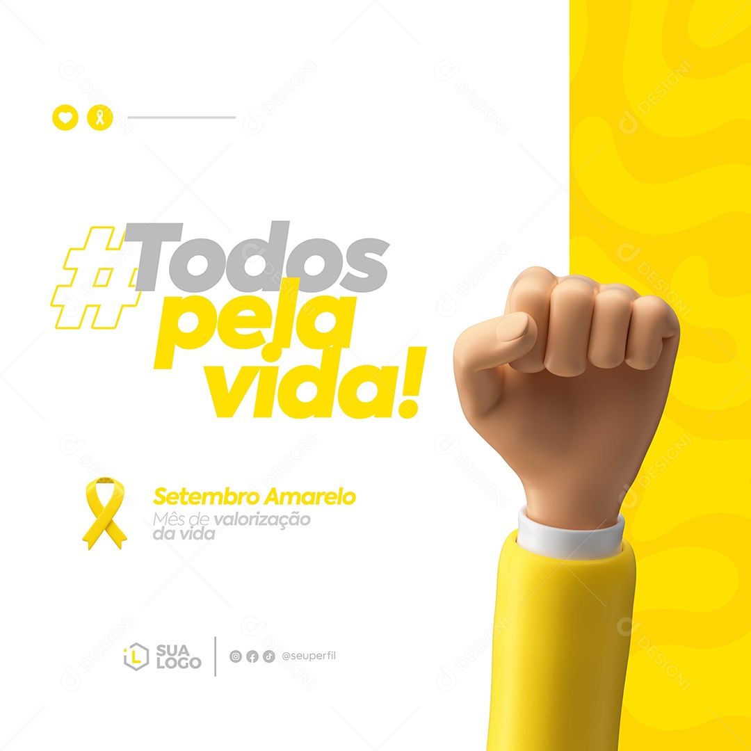 Feed Todos Pela Vida Setembro Amarelo Social Media PSD Editável