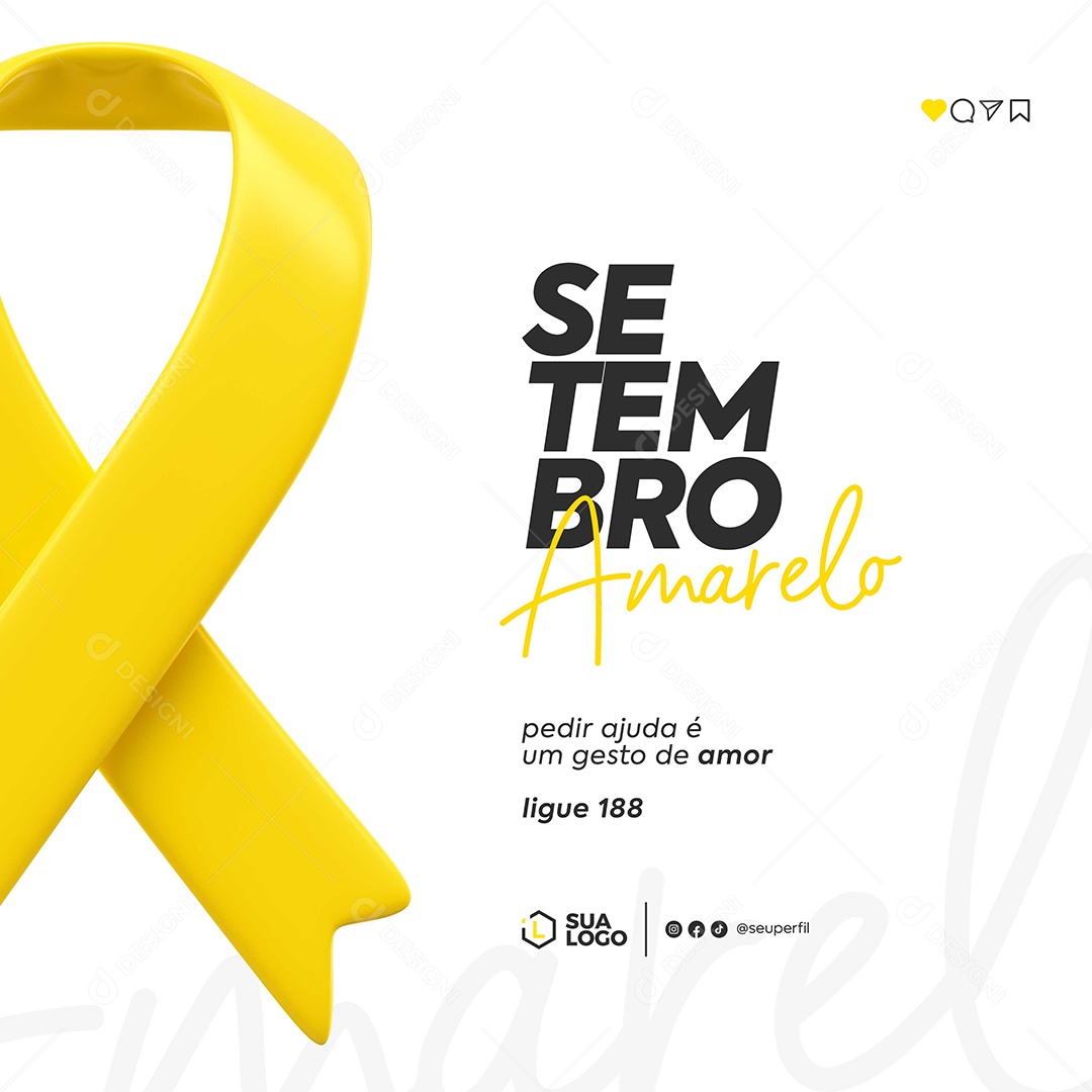 Social Media Feed Setembro Amarelo Gesto De Amor PSD Editável