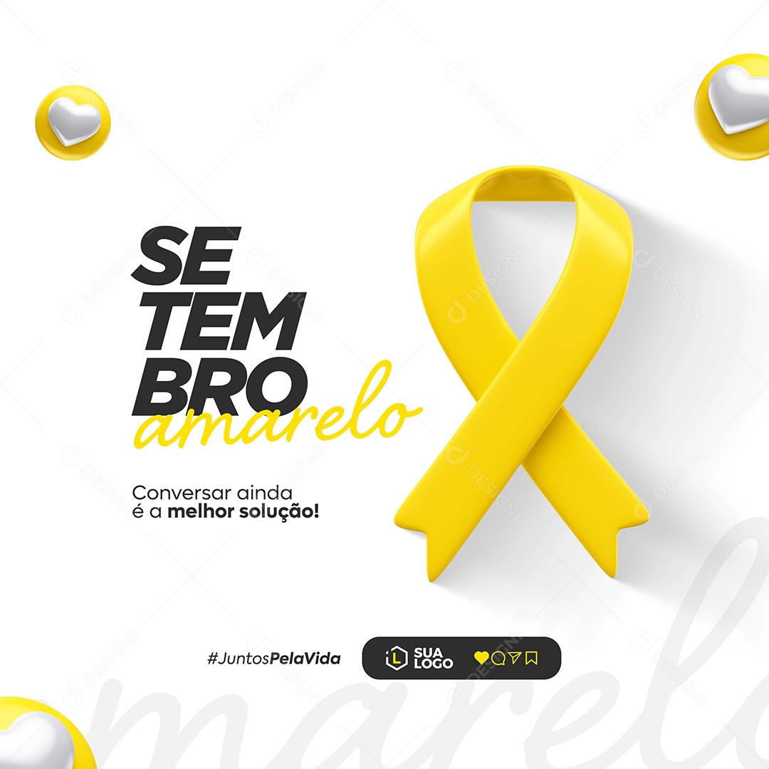 Feed Setembro Amarelo Melhor Solução Social Media PSD Editável