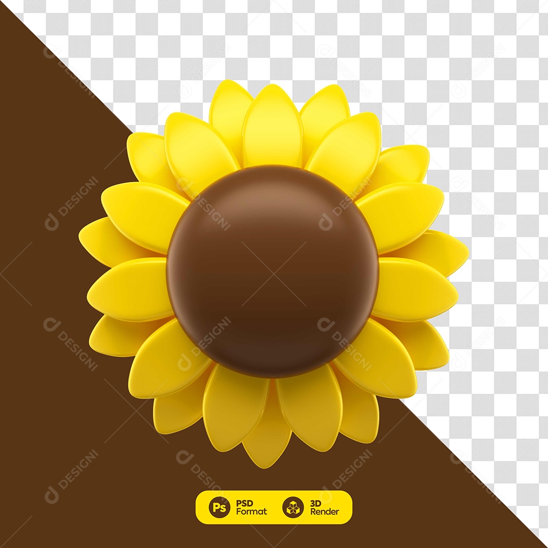 Elemento 3D Flor De Girassol Setembro Amarelo Para Composição PSD