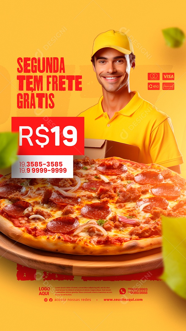 Story Pizzaria Segunda Tem Frete Grátis 19 Social Media PSD Editável