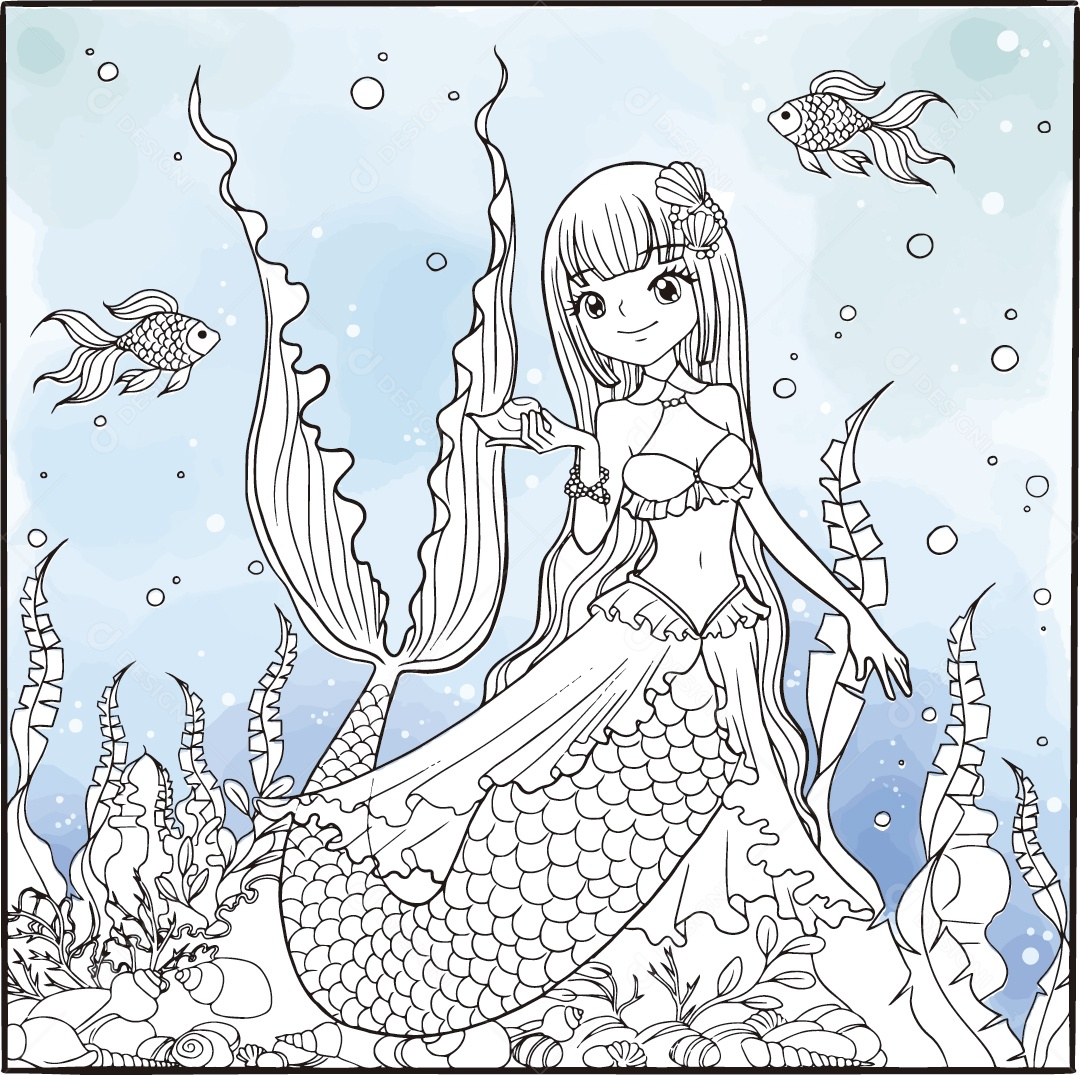 Desenho de uma Sereia Vetor EPS