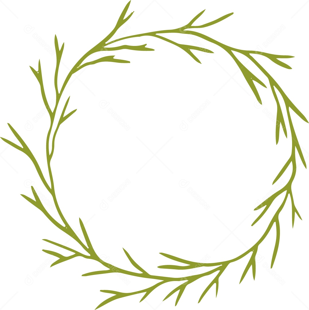 Moldura Redonda de Galhos Vetor EPS