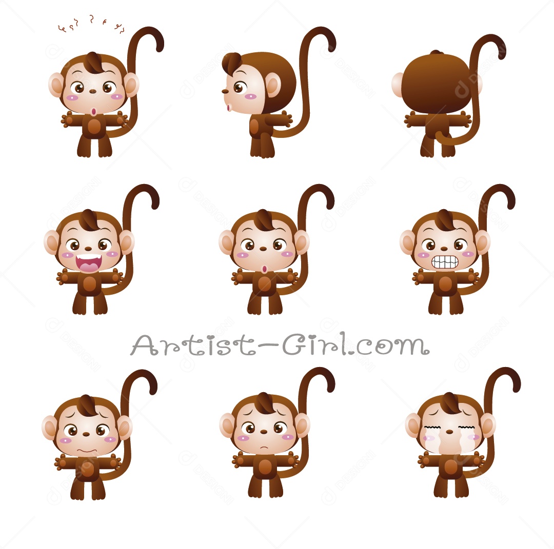 Conjunto de Macaco Ilustração Vetor EPS