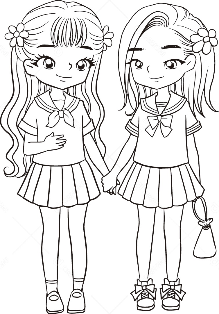 Desenho de Meninas Vetor EPS