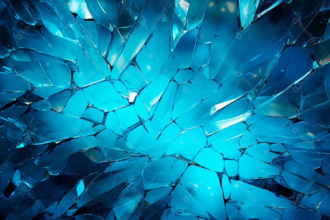Imagens de vidro quebrado, no estilo da arte de autodestruição, céu azul escuro