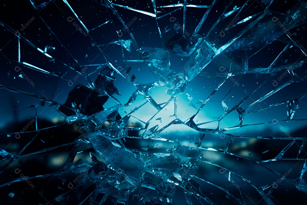 imagens de vidro quebrado, no estilo da arte de autodestruição, céu azul escuro