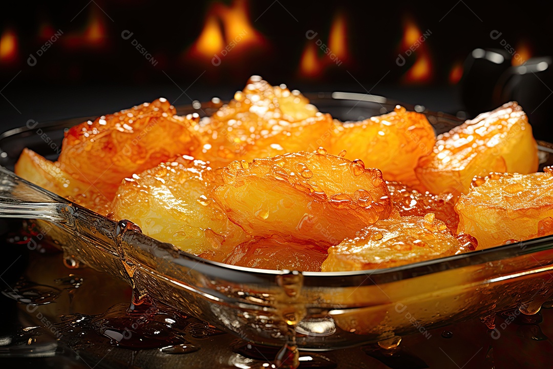 Deliciosas batatas crocantes sobre a mesa