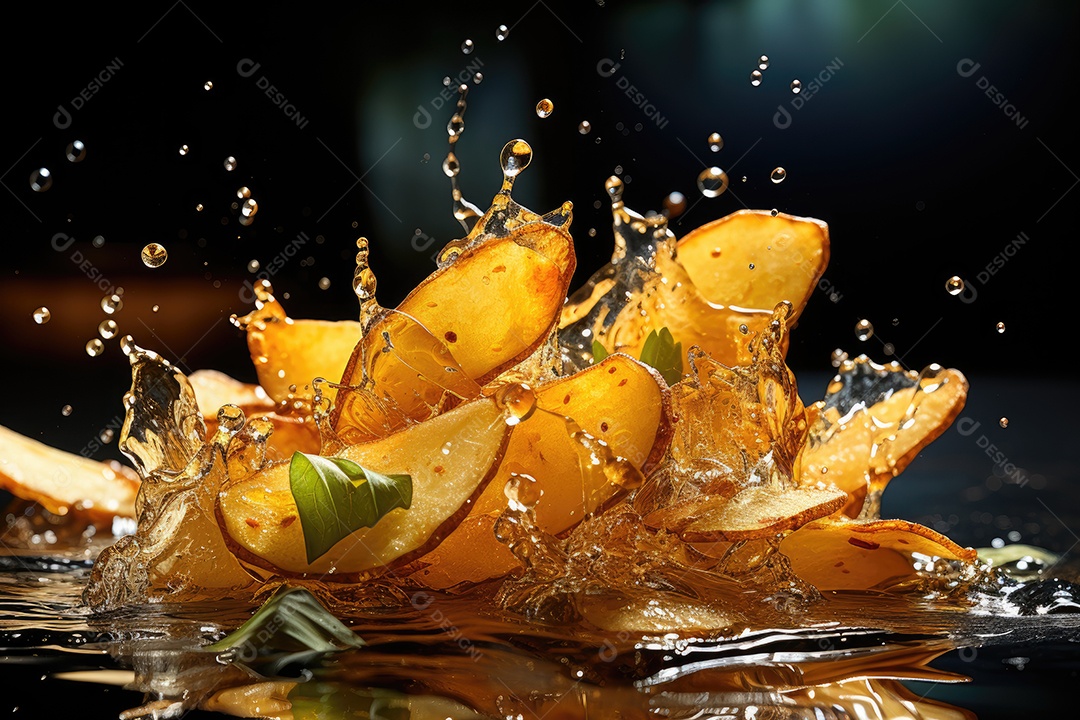 Deliciosas batatas crocantes sobre a mesa