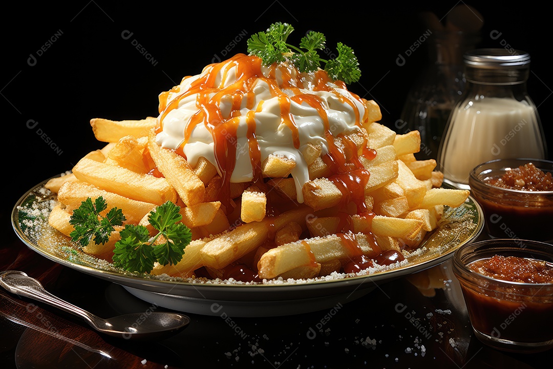 Deliciosas batatas crocantes sobre a mesa