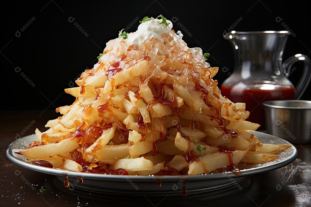 Deliciosas batatas crocantes sobre a mesa