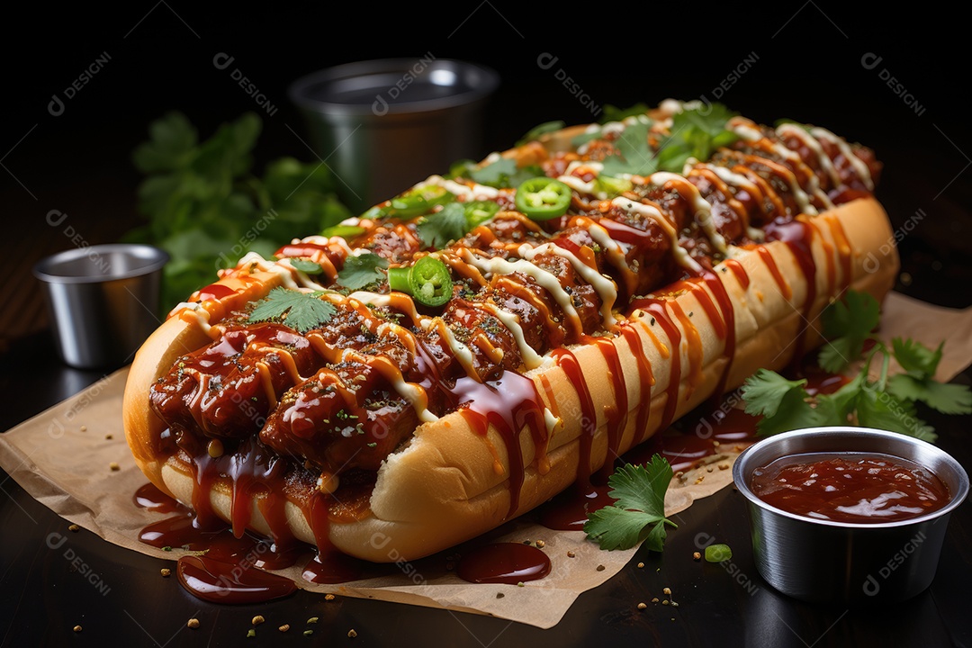 Cena apetitosa: cachorros-quentes suculentos e batatas douradas.