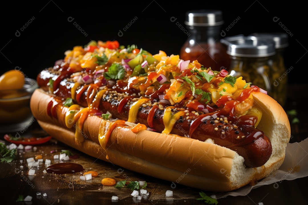 Festival de sabores em um exuberante cachorro feito à mão