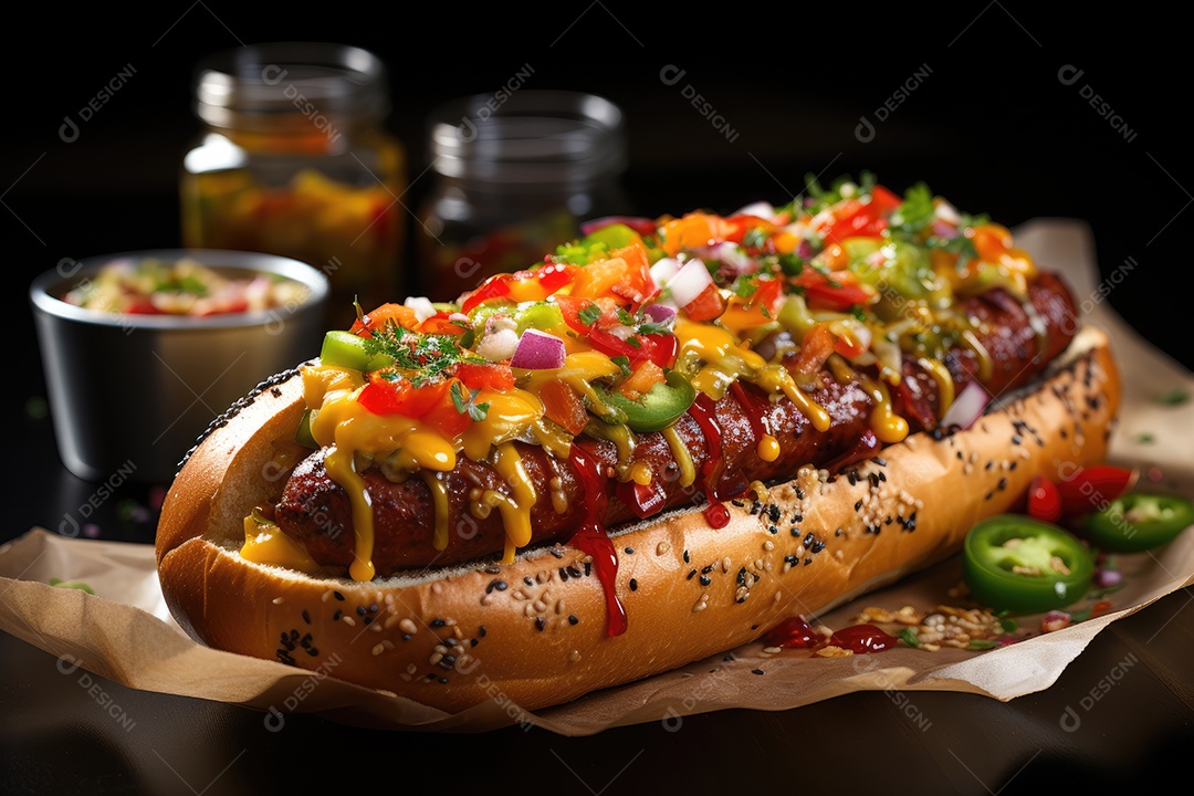 Festival de sabores em um exuberante cachorro feito à mão