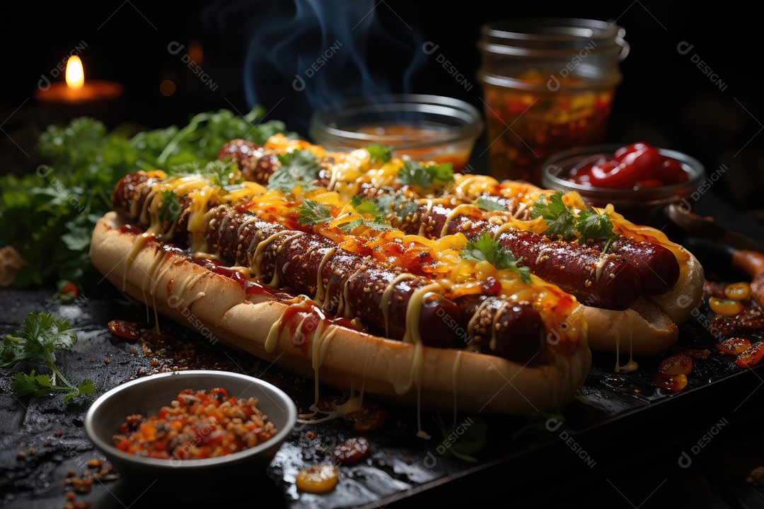 Festival de sabores em um exuberante cachorro feito à mão