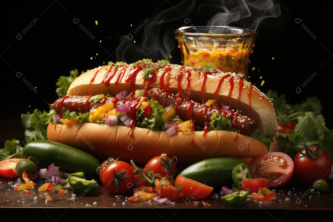 Festival de sabores em um exuberante cachorro feito à mão