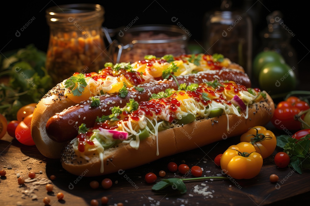Festival de sabores em um exuberante cachorro feito à mão