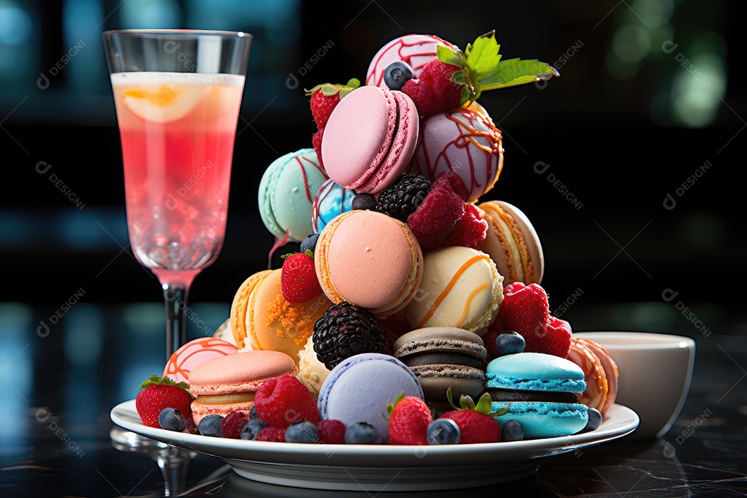 Mesa cheia de doces coloridos e apetitosos.