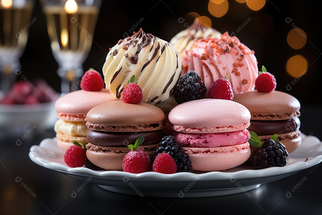 Mesa cheia de doces coloridos e apetitosos.