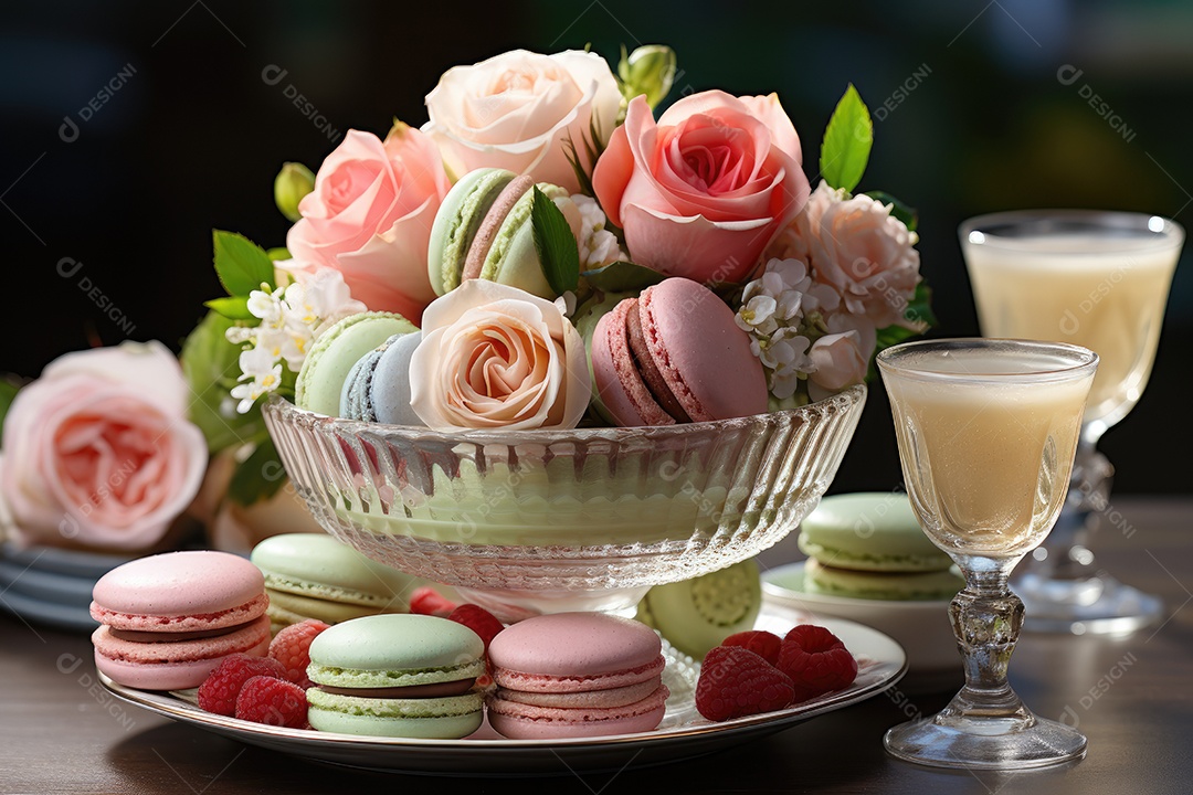 Mesa cheia de doces coloridos e apetitosos.