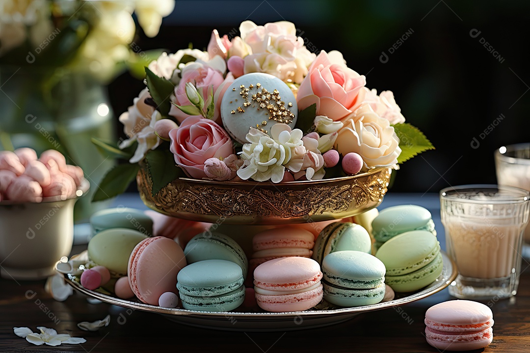 Mesa cheia de doces coloridos e apetitosos.