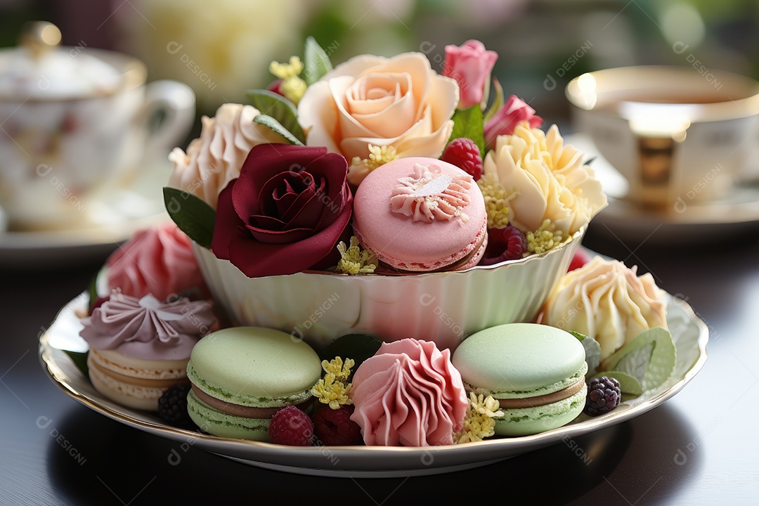 Mesa doce repleta de variados docinhos coloridos.