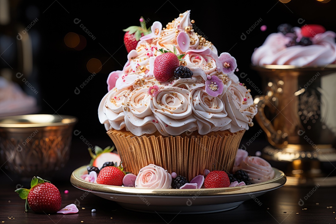 Delicioso cupcake sobre a mesa