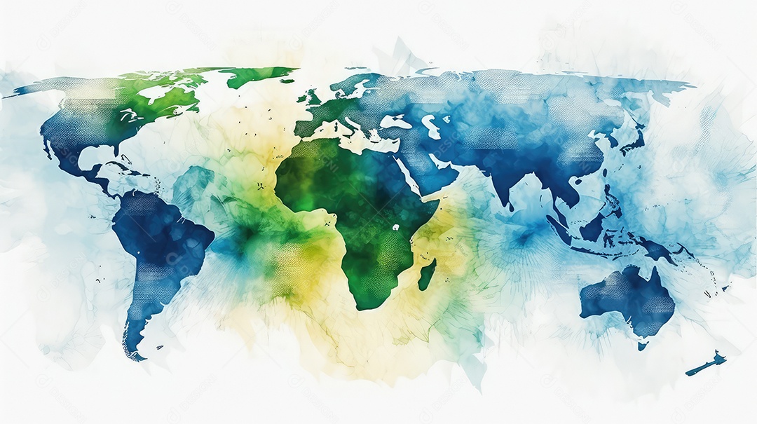 Grande mural com mapa mundial pintado nas cores da bandeira brasileira, Dia da Independência do Brasil