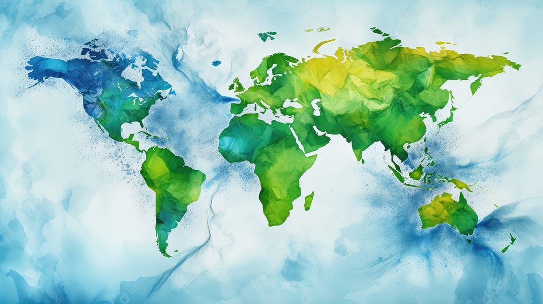 Grande mural com mapa mundial pintado nas cores da bandeira brasileira, Dia da Independência do Brasil