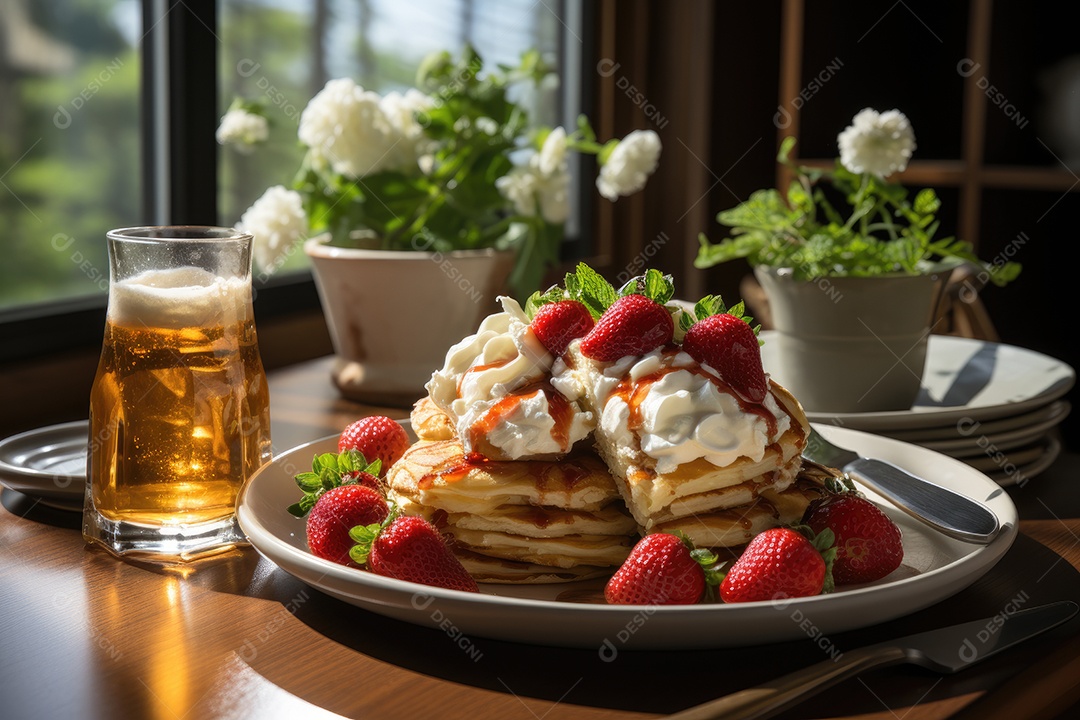 Deliciosas panquecas com calda