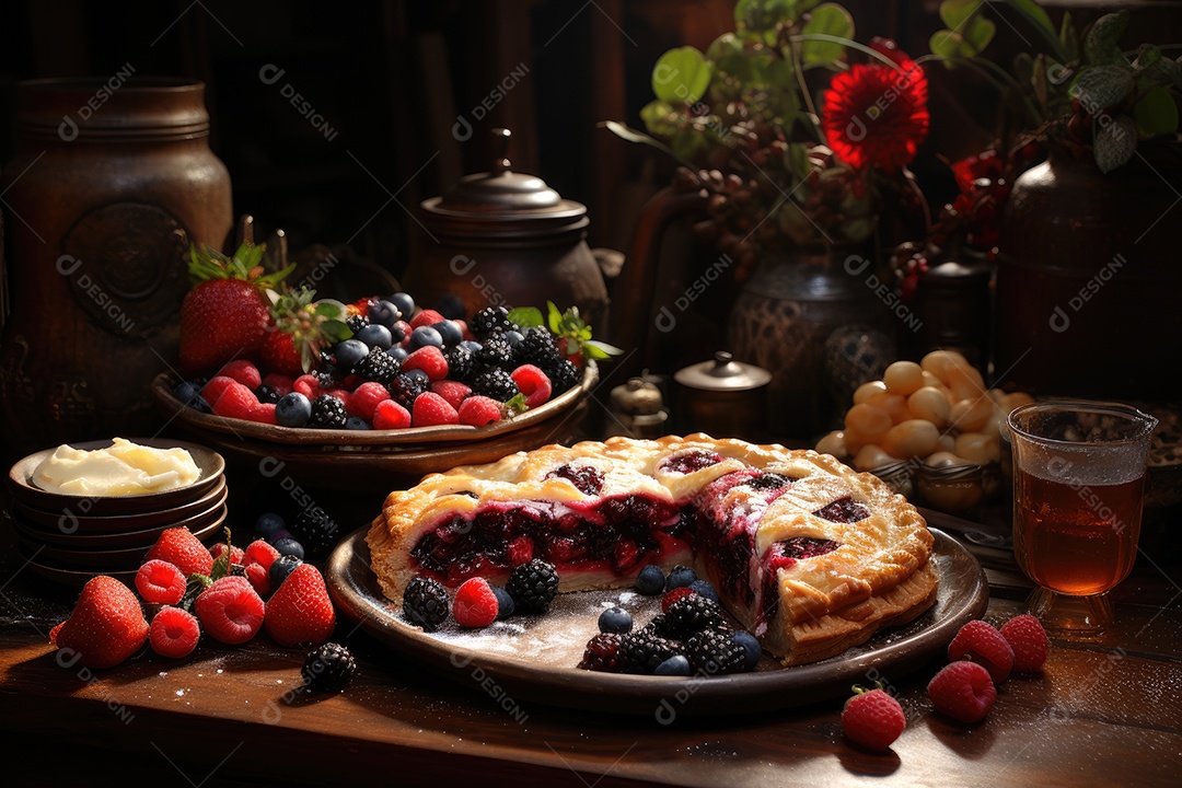 Deliciosa torta de frutas frescas