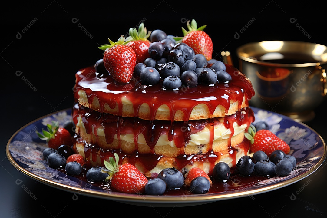 Torta de frutas vermelhas sobre a mesa