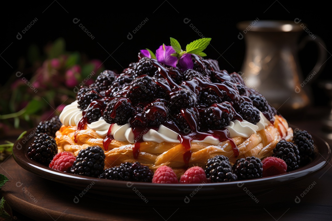 Torta de frutas vermelhas sobre a mesa