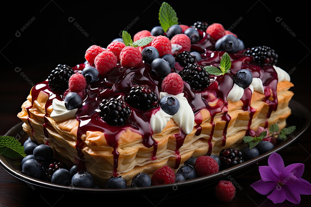 Torta de frutas vermelhas sobre a mesa