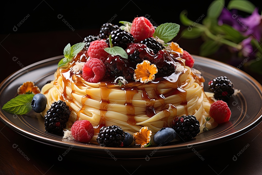 Torta de frutas vermelhas sobre a mesa