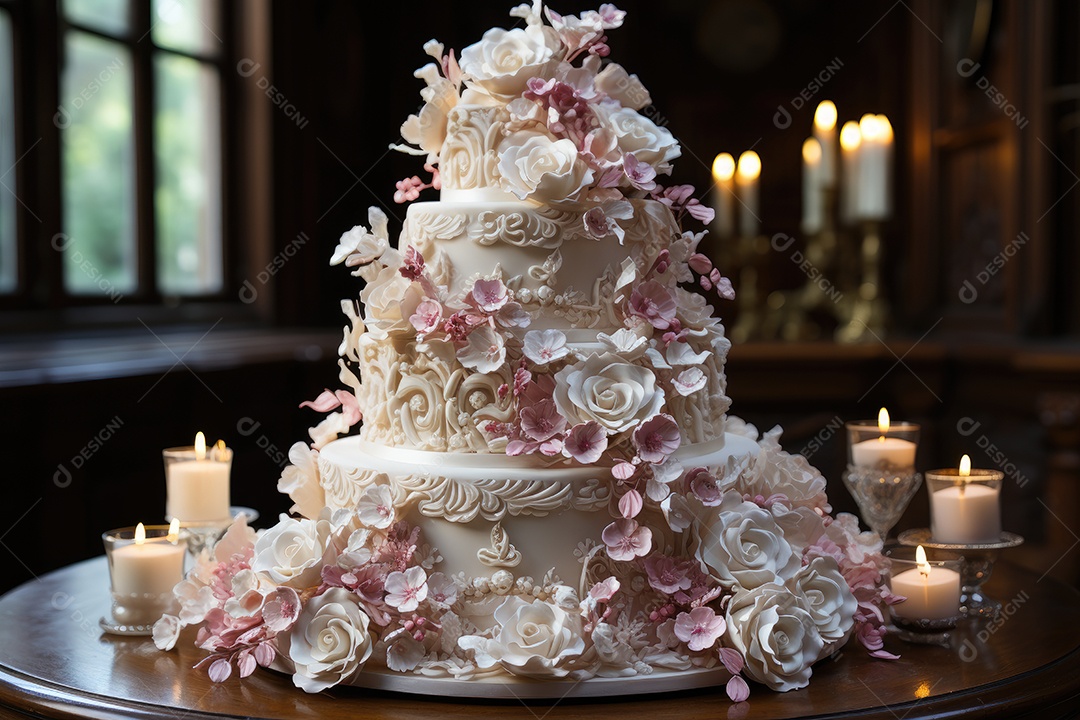 Lindo bolo de casamento decorado