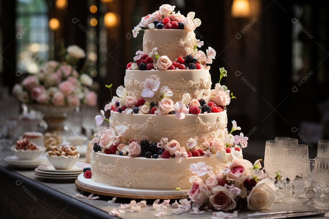 Lindo bolo de casamento decorado