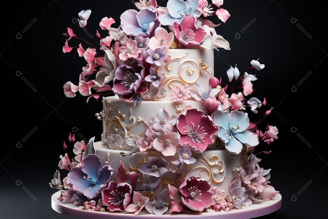 Lindo bolo decorado com flores