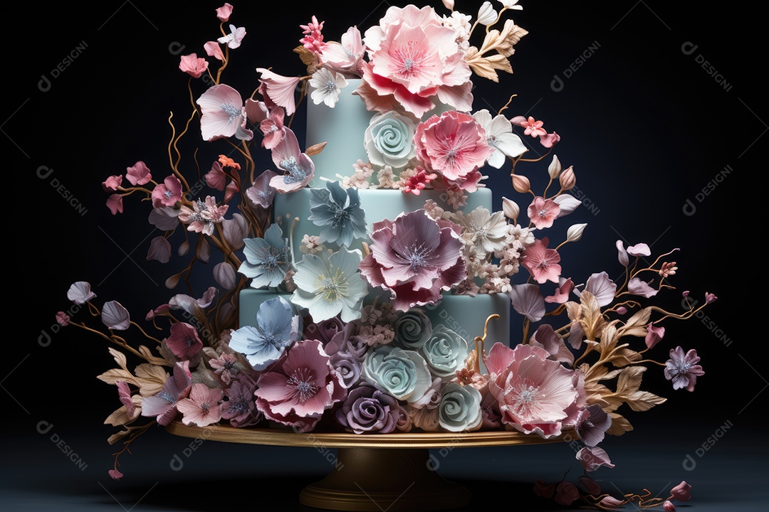 Lindo bolo decorado com flores