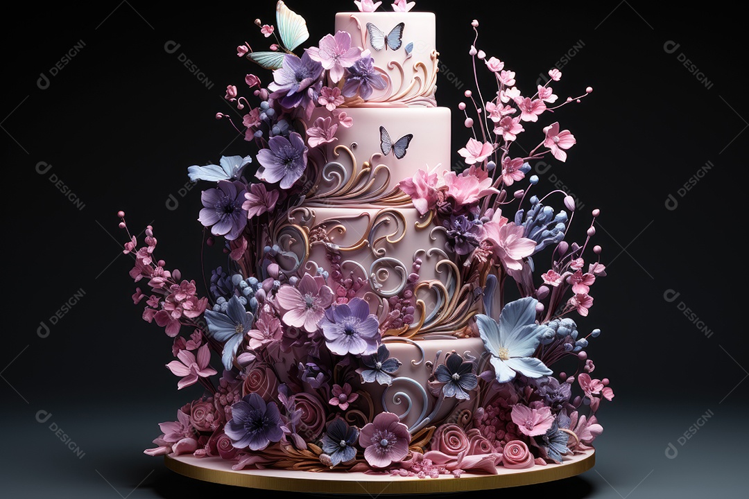 Lindo bolo decorado com flores