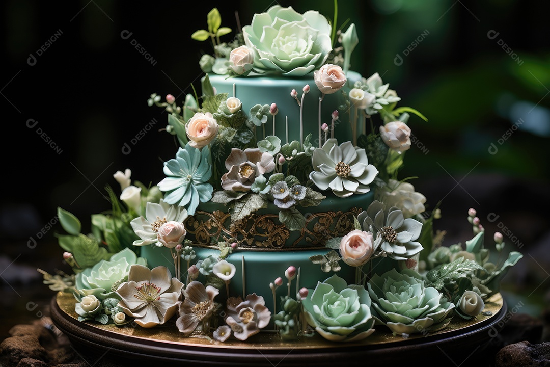 Lindo bolo decorado com flores