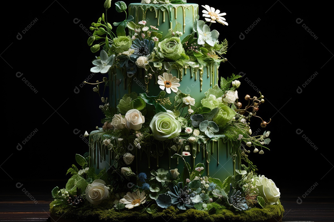 Lindo bolo decorado com flores