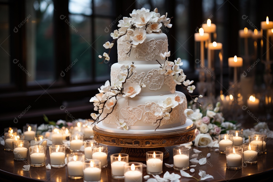 Lindo bolo decorado com flores