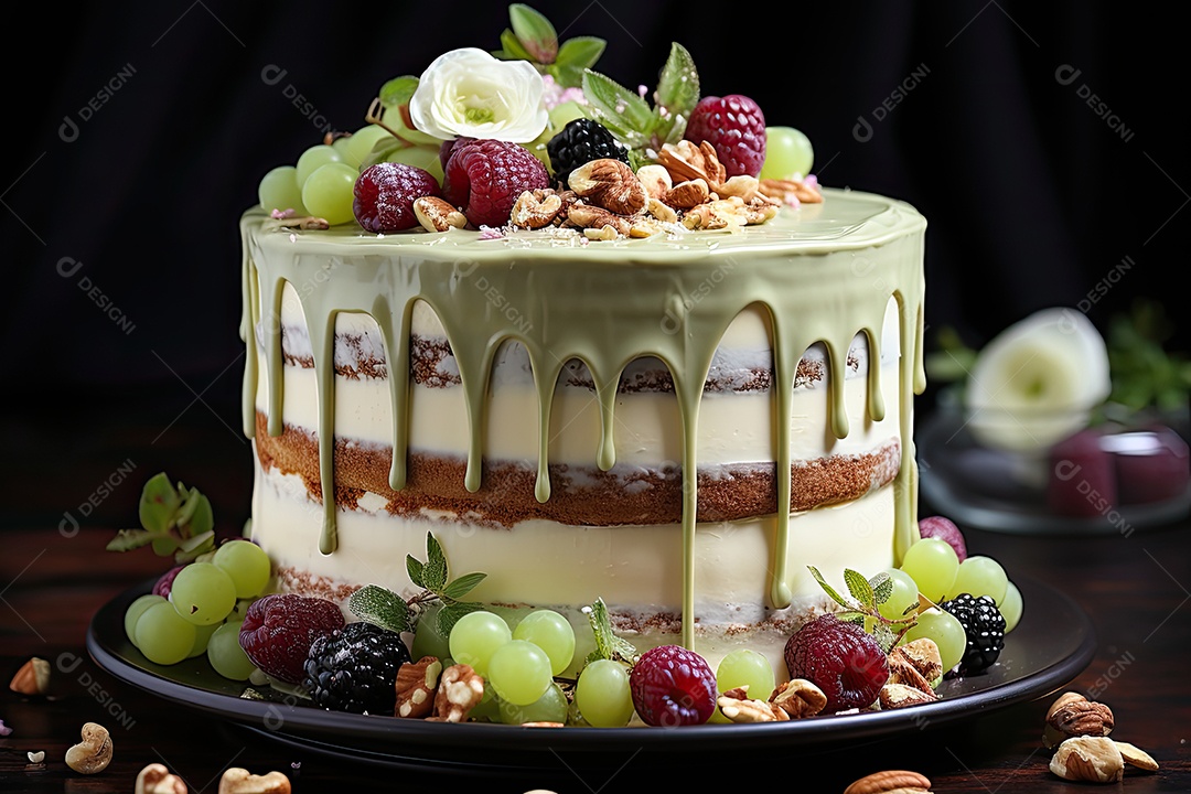 Delicioso bolo com frutas