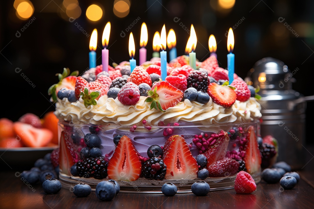 Delicioso bolo com frutas