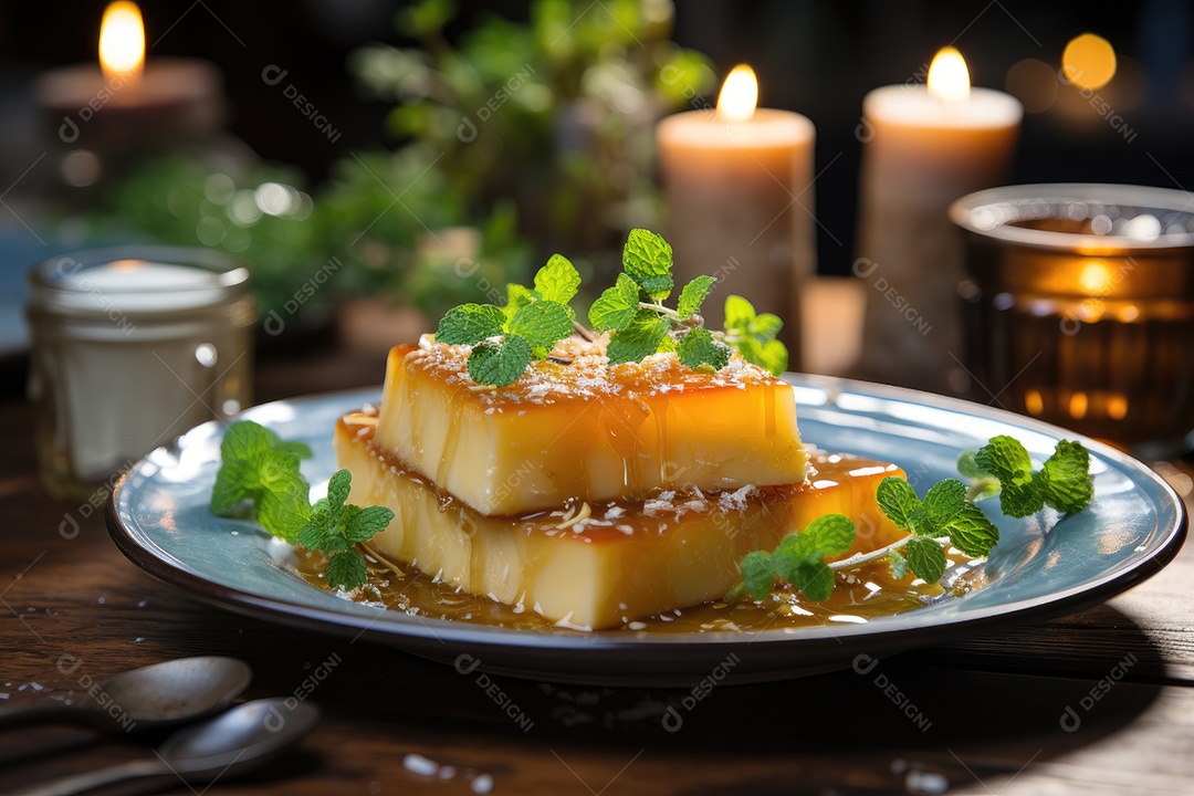 Delicioso pudim de caramelo